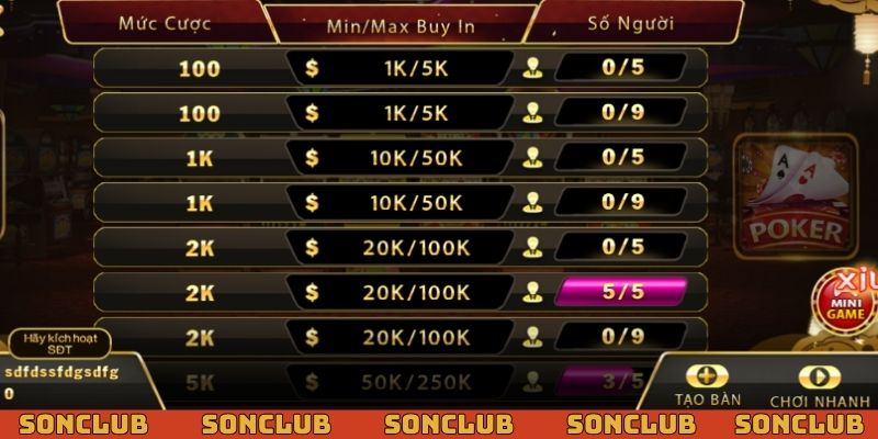 Poker tại cổng game Sonclub nơi trí tuệ lên ngôi đẳng cấp