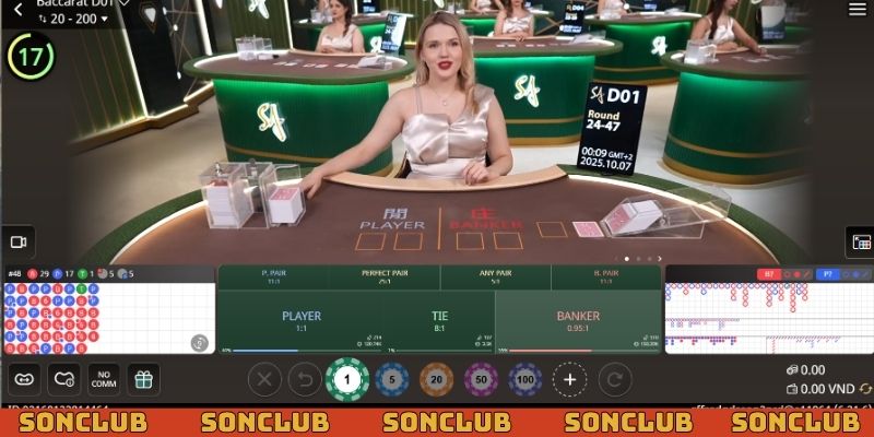 Trải nghiệm Baccarat Sonclub chân thực đến từng giây
